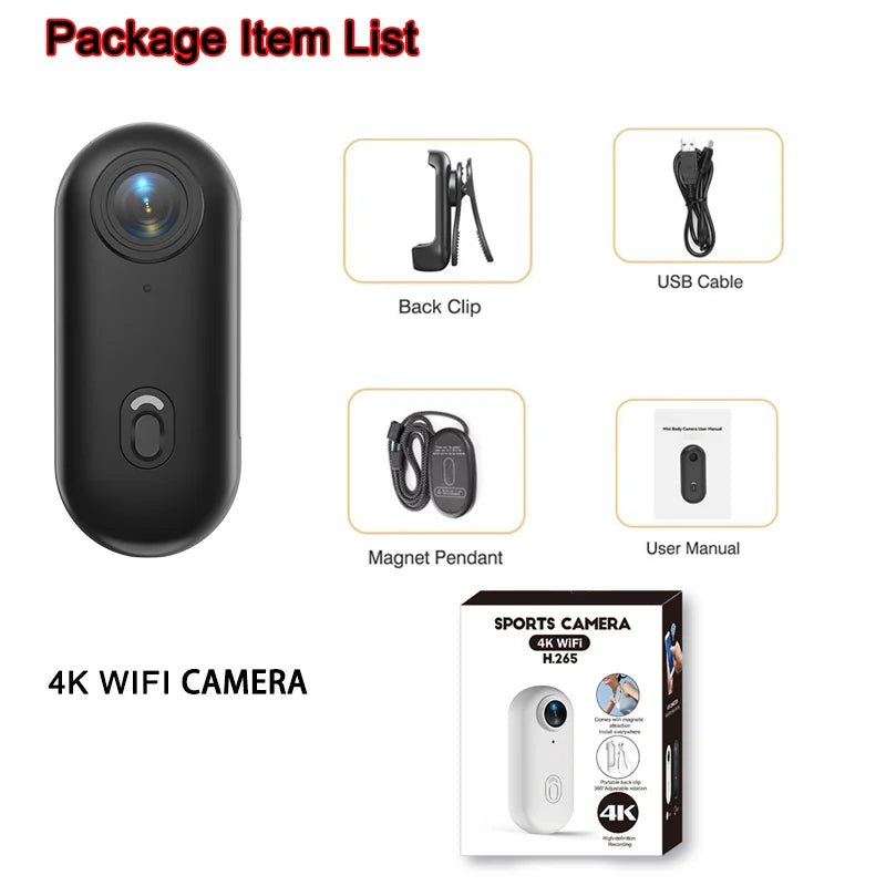4K UHD Mini Vlog Camera – Wireless WiFi Sports Action Pocket Camcorder