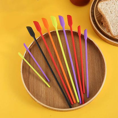 Silicone Mini Scraper Set for Cosmetics & Baking - Dual-End Spatula and Spoon, 3-Piece Bottle & Jam Scraper Kit
