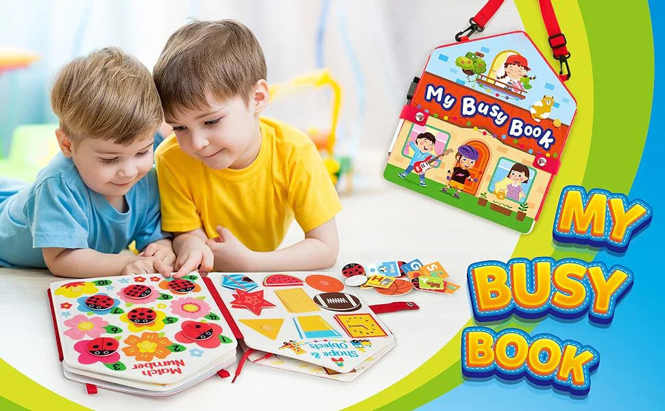 Toddler Montessori Busy Board – Dinosaur Dress-Up, Learning & Sensory Activities, Travel Toy & Life Skills Backpack