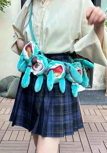 Japanese Anime Hatsune Miku Coin Purse – Creative Big Mouth Cartoon Soft Doll Mini Itabag Messenger & Earphone Bag Gift for Students