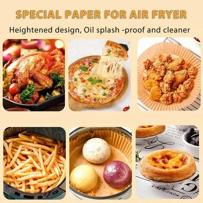 50-Pack Disposable Air Fryer Paper – Non-Stick Oil-Absorbing Baking Pads, Large Square Toughness Tray Liners