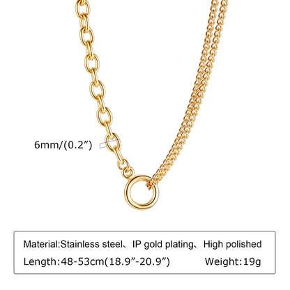 Chunky Gold-Plated Link Necklace — Stainless Steel Oval Chain Choker for Women, Minimalist Jewelry