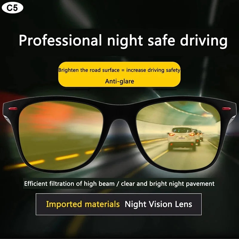 Night Vision Polarized Sunglasses – PC Frame Day & Night Driving Glasses for Men, Outdoor Sports