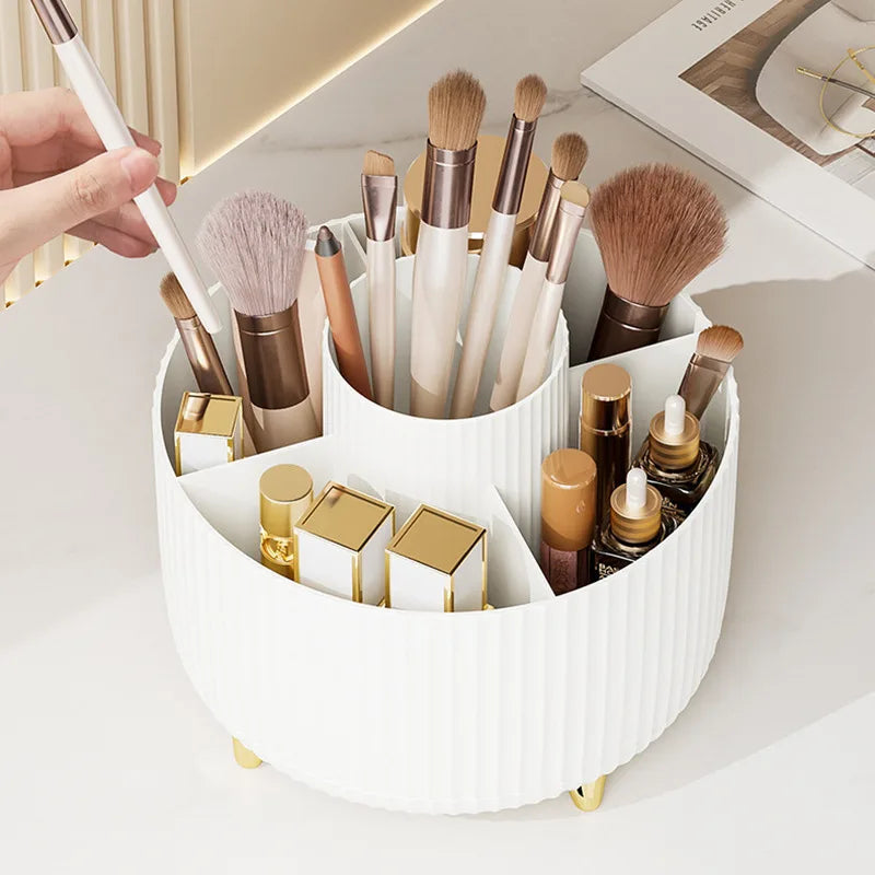 360° Rotating Makeup Organizer - Large Capacity Cosmetic Storage Box for Lipstick, Brushes & Bathroom Vanity