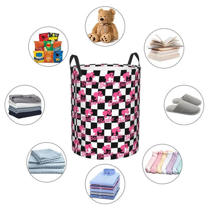 Custom Barbie Logo Laundry Basket – Collapsible Large Capacity Clothes Storage Bin, Disney Baby Hamper