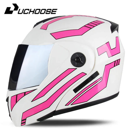 New Full Face Motorcycle Helmet – Racing Helmet with Double Sun Visor & Flip-Up Double Lens for Men & Women, DOT Certified