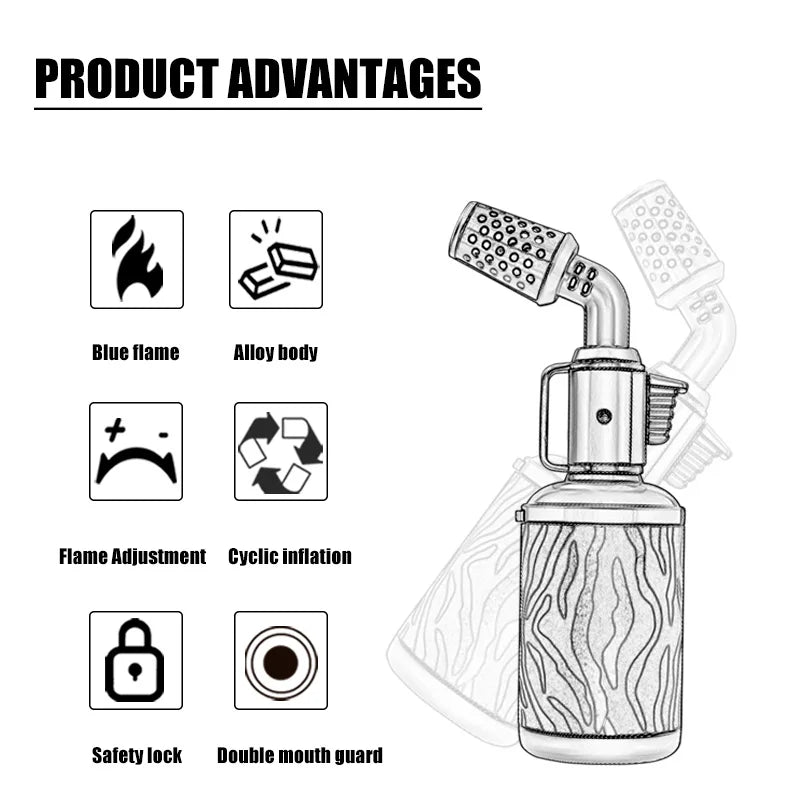 JOBON Creative Cigar Lighter | Windproof Blue Flame with Locking Rotor & UV Transfer Print, Unique Gift Craft