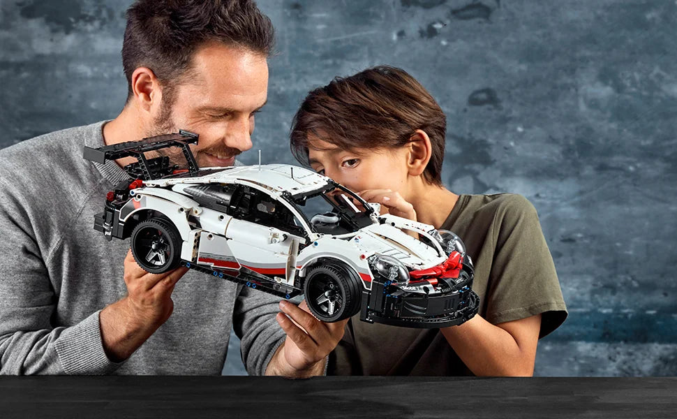 1580PCS Technical Electric Remote Control Car 911RSR – Lights & DIY Building Blocks, Compatible with 42096, Birthday Gift Toy for Kids