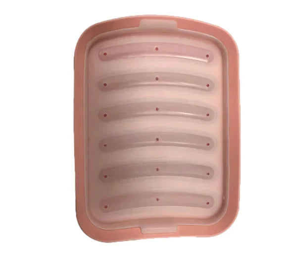6-Grid Silicone Sausage Maker Mold with Lid – DIY Ham & Hot Dog Shaping Tool for Kitchen Baking & Food Preparation