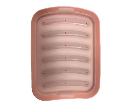 6-Grid Silicone Sausage Maker Mold with Lid – DIY Ham & Hot Dog Shaping Tool for Kitchen Baking & Food Preparation