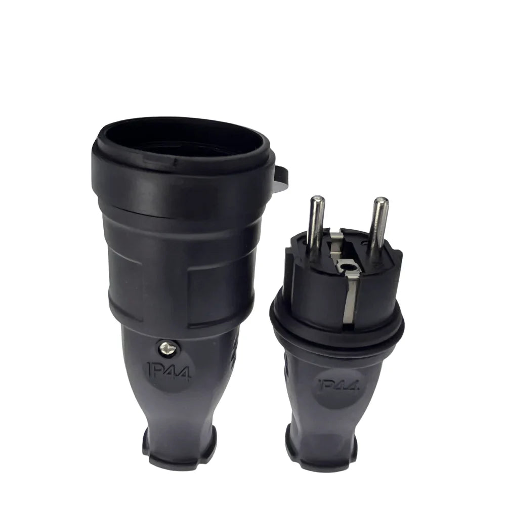 France Waterproof 16A Schuko Male Plug to Female Socket Adapter – 250V 4000W Industrial Electrical Power Connector, Heavy Duty Waterproof Plug Socket