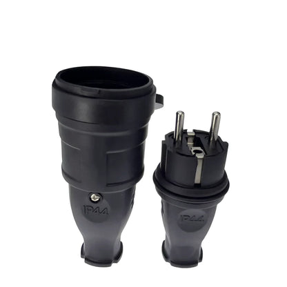 France Waterproof 16A Schuko Male Plug to Female Socket Adapter – 250V 4000W Industrial Electrical Power Connector, Heavy Duty Waterproof Plug Socket
