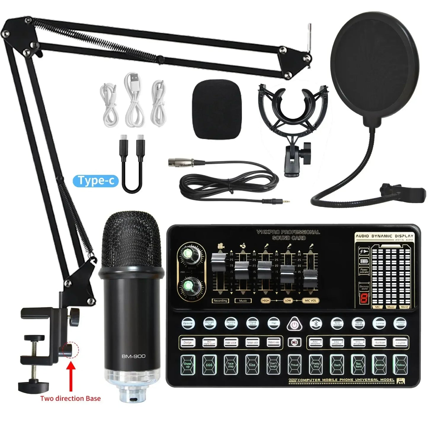 V10XPRO Computer & Mobile Live Stream Microphone Kit – Audio Studio Vocal Recording Equipment