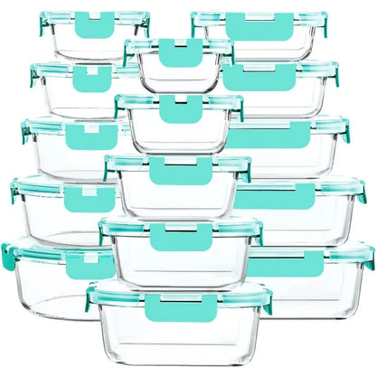 30-Piece Glass Food Storage Container Set — Airtight Meal Prep Containers with Upgraded Snap-Lock Lids, Oven Safe