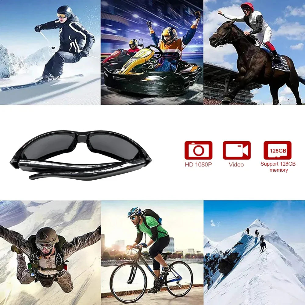Wearable HD 1080P Mini Glasses Camera – Portable Outdoor Security Sports DV DVR Video Recorder, Surveillance Camcorder for Driving