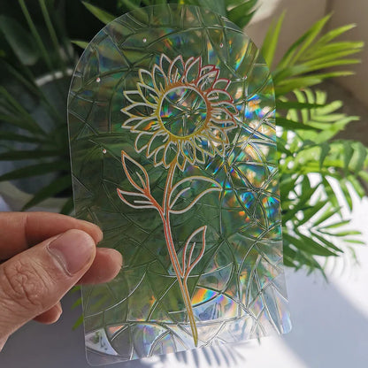 3D Rainbow Sun Catcher Window Film Sticker – Self-Adhesive PVC Light Catching Wall & Glass Decal for Home Decor & Motorcycle Styling