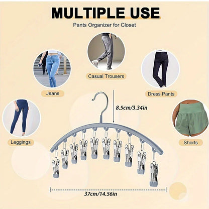 1/2/3PCS Closet Storage Hanger with 10 Clips - Space-Saving Hanging Organizer for 40 Pairs of Leggings - Black