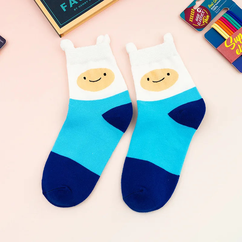 5 Pairs Cartoon Cute Women’s Socks – Fun Patterned Crew Socks, Colorful & Comfy for All Seasons