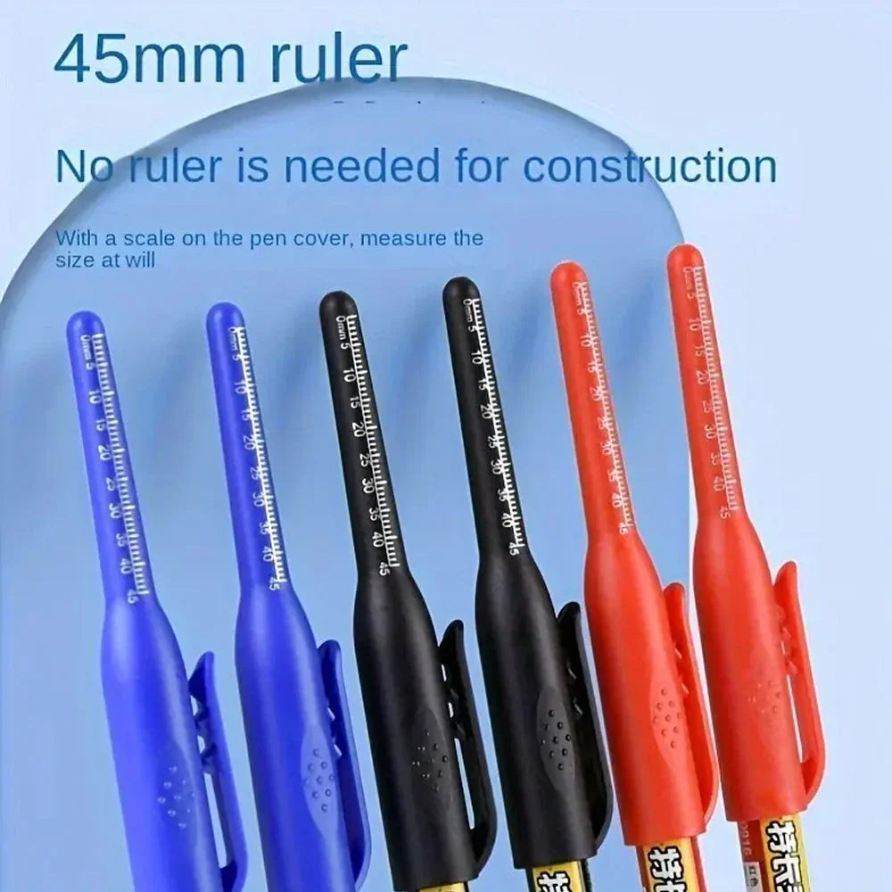 Carpenter Marker Pens — 45mm Long Nib Head, Hole Marker for Woodworking, 100-1PCS White/Black/Blue/Red Hand Tools