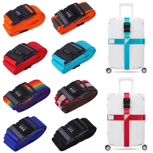Anti-Theft Luggage Strap with Password Lock - Cross Buckle Suitcase Belt for Secure Packing