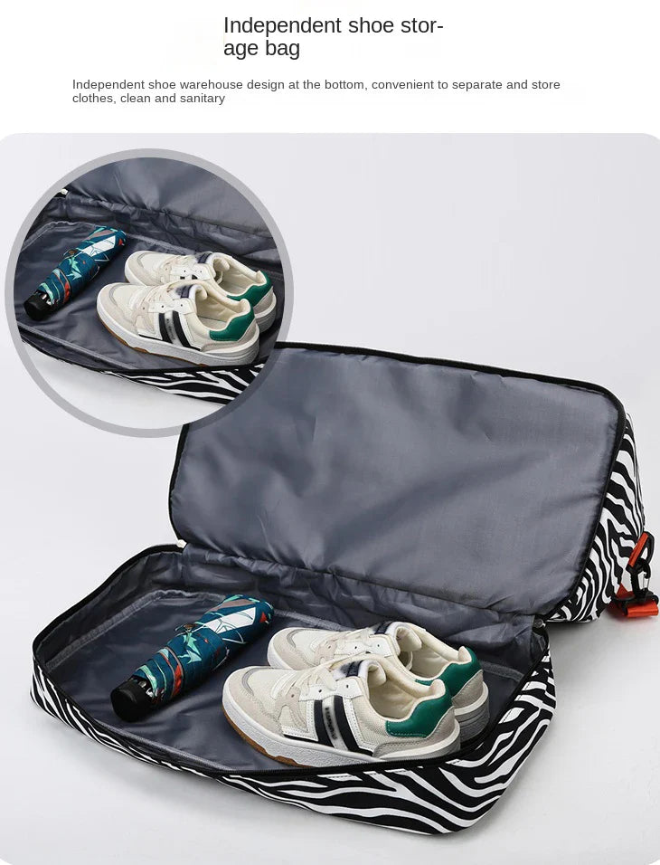 Women’s Carry-On Travel Bag – Spacious Animal Print Nylon Gym & Sports Bag, Large Capacity Weekend Overnight Bag