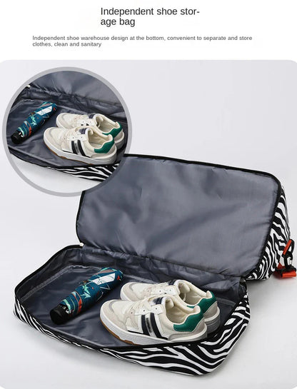 Women’s Carry-On Travel Bag – Spacious Animal Print Nylon Gym & Sports Bag, Large Capacity Weekend Overnight Bag