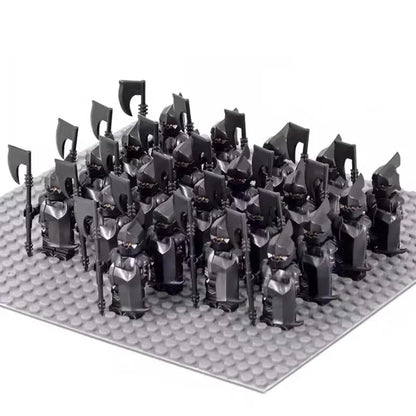 21PCS Medieval Fantasy Warrior Figures – Dwarf, Elf, Knight & Orc Building Brick Toys