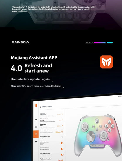 Bigbigwon Rainbow3 Wireless Game Controller Charging Base – RGB Magnetic Dock for PC Gaming