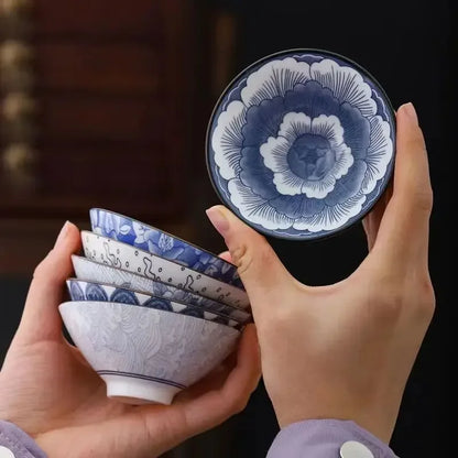 70ML Handmade Blue & White Porcelain Tea Cup – Dragon, Phoenix & Fish Pavilion Design for Chinese Kungfu Tea Ceremony