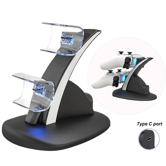 DualSense Charging Station for PS5 Controller - Type-C Dual Charging Dock Stand, PlayStation 5 Accessories