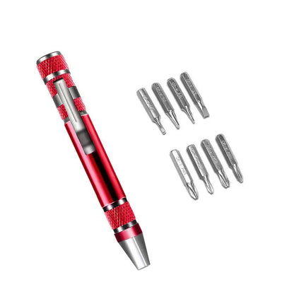 8-in-1 Aluminum Alloy Screwdriver Pen — Replaceable Bits for Easy Repairs & Disassembly