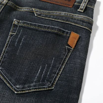 Men's Denim Shorts - 2026 Summer Stretch Slim Straight Jean Shorts in Dark Blue