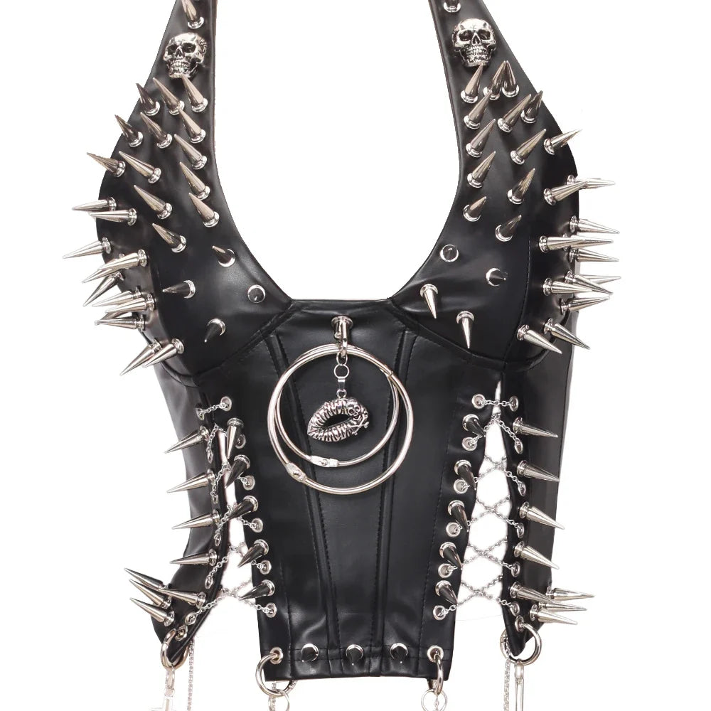 Y2K Gothic Spiked Tank Top - Punk Rock Emo Grunge Festival Style for Women