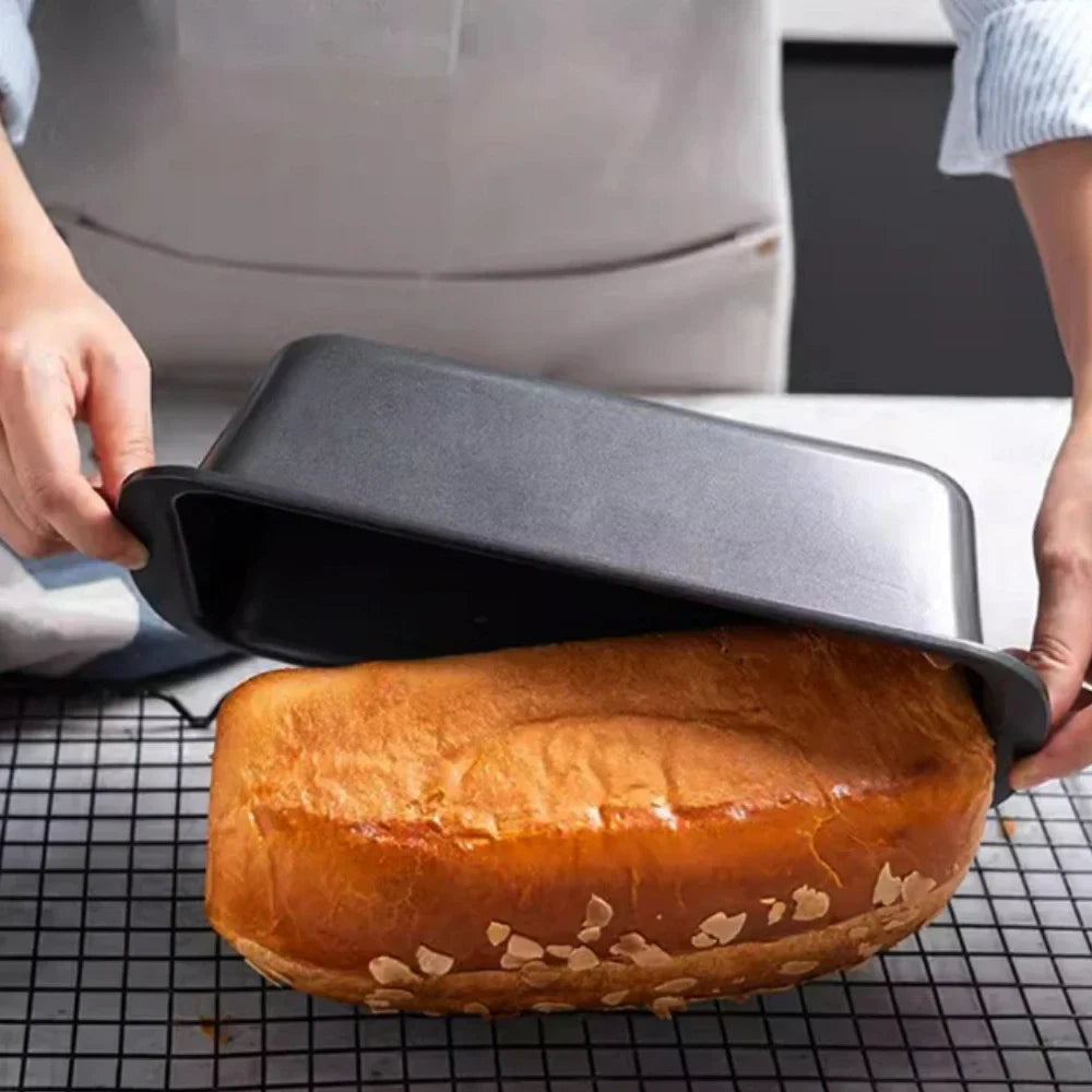 3-Piece Rectangular Nonstick Loaf Pan Set – Gray Carbon Steel Bread, Toast, Brownie & Pound Cake Baking Pans
