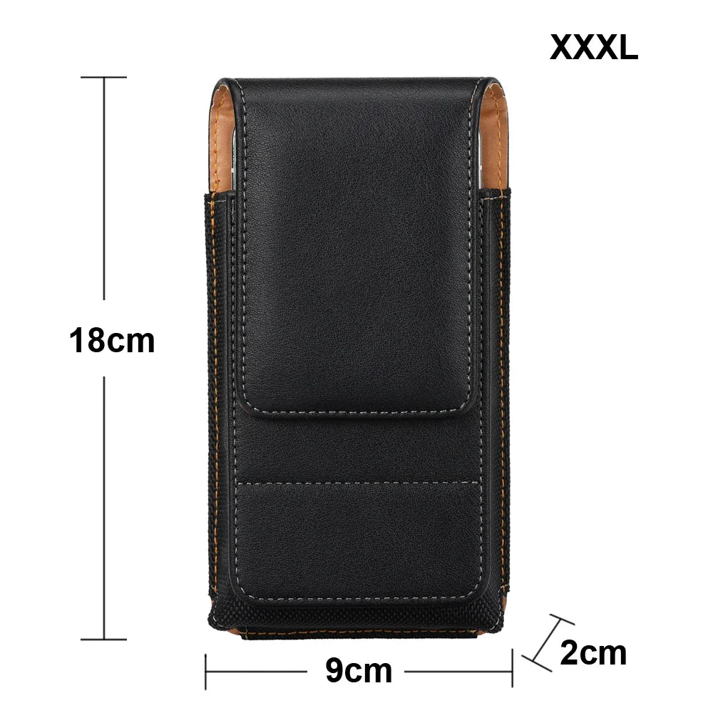 Universal Magnetic Leather Phone Belt Clip Case – 360° Rotating Waist Holster for iPhone, Samsung & Xiaomi
