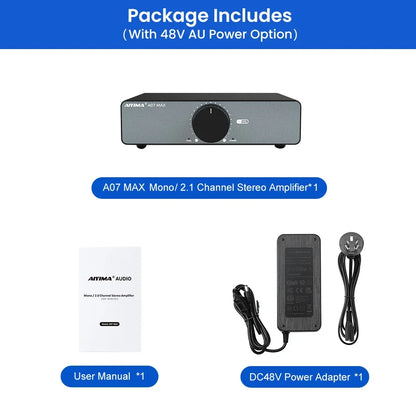 AIYIMA A07 MAX 2-Channel Class D Amplifier – 300W x2 TPA3255 Home Audio Stereo Amp, Bridgeable Mono 600W Power Speaker System