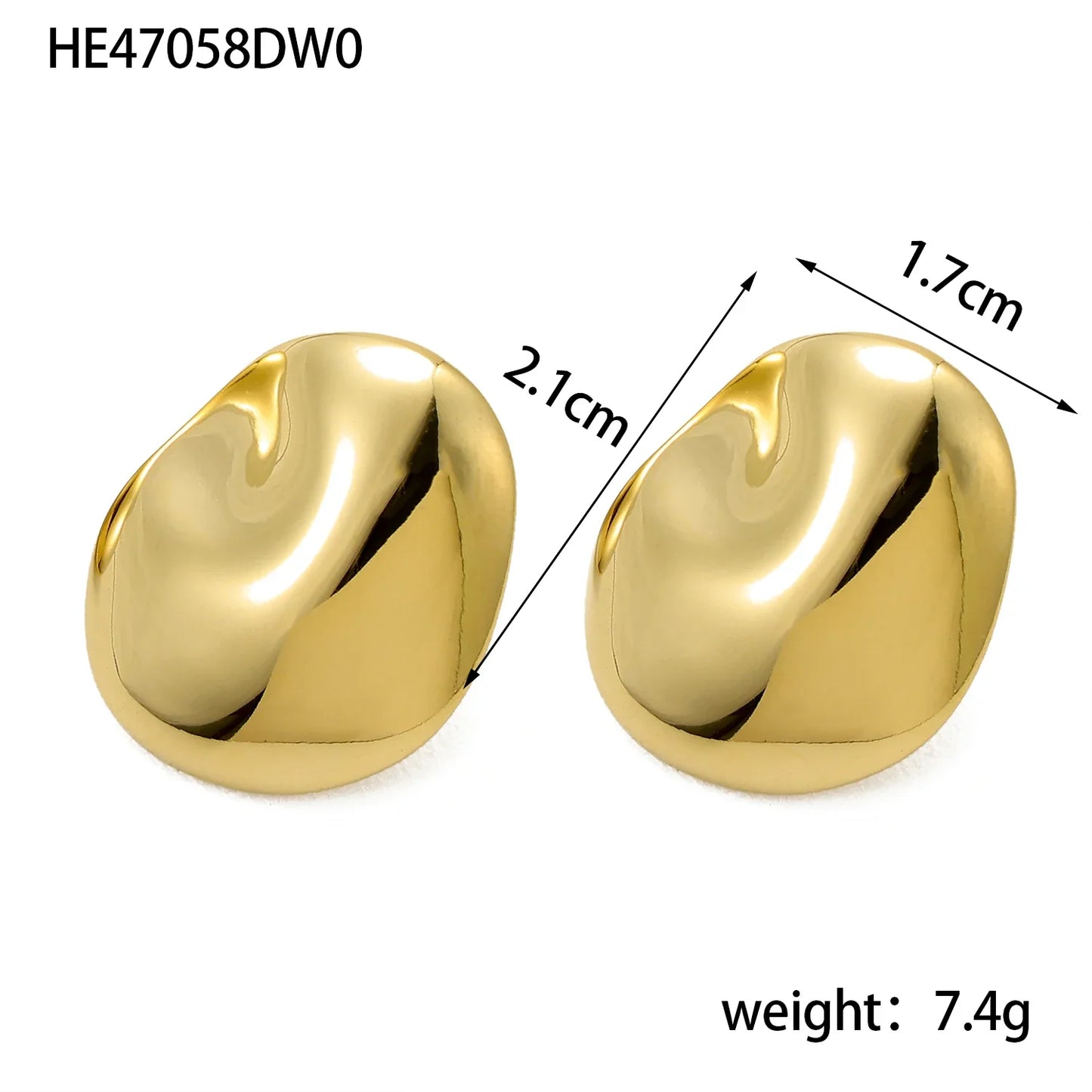 CARLIDANA 18K Gold Plated Titanium Steel Square Earrings – Waterproof Wrinkle-Shaped Jewelry