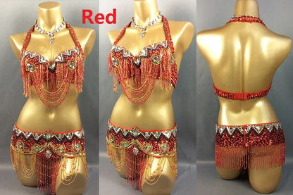 Sexy Belly Dance Costume Set for Women – 2-Piece Bra & Belt Outfit for Sizes 34D/DD,36D/DD,38/D/DDD,40B/C/D,42D/DD