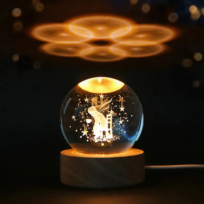 Solar System Splendor: 6cm 3D Crystal Ball Night Light – A Stellar Birthday Gift and Desktop Delight!