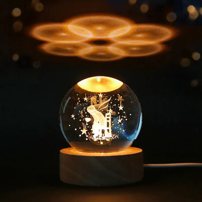 Solar System Splendor: 6cm 3D Crystal Ball Night Light – A Stellar Birthday Gift and Desktop Delight!