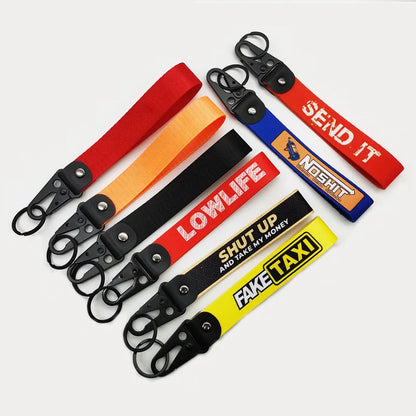 Motor Racing Webbing Wrist Lanyard Keychain – Paracord Rope Hand Strap for Motorcycle, Car Keys, Camping & Outdoor Use
