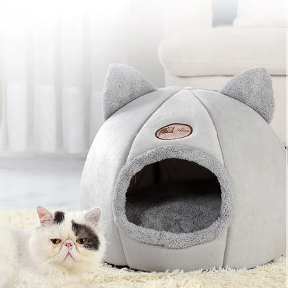 New Cozy Cave Cat Bed for Deep Winter Sleep - Small Dog House, Warm Mat Basket, Indoor Pet Tent Nest, Comfortable Cama Gato