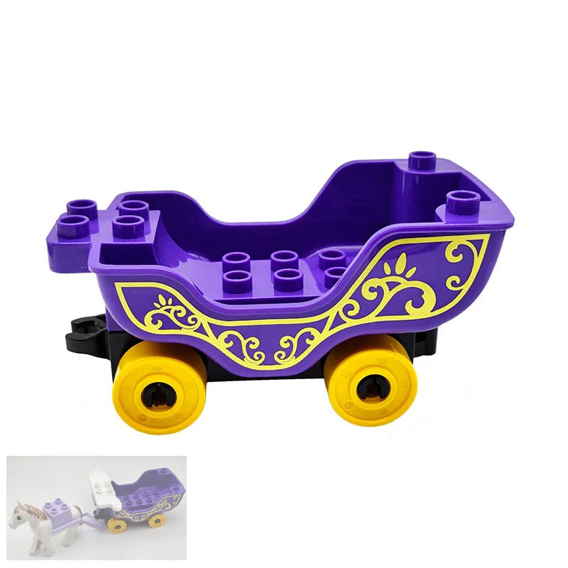 New Large Building Blocks Toys – Cartoon Princess Carriage, Car & Airplane Vehicle Models, Big Bricks Gift for Kids
