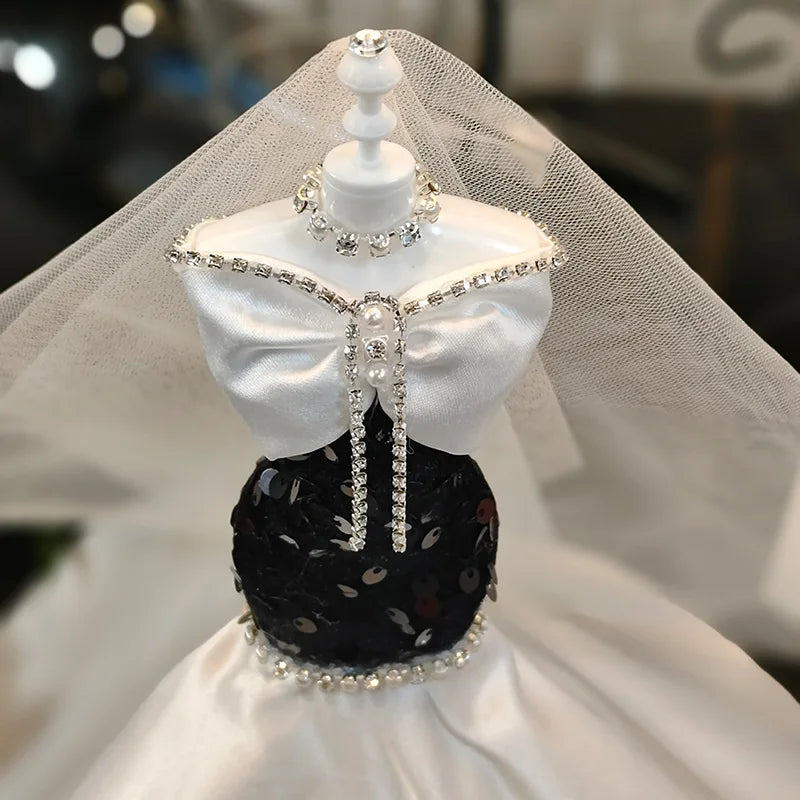 1/6 Mini Bride Doll Wedding Gown Set – Display Mannequin with Stand for Doll Clothes