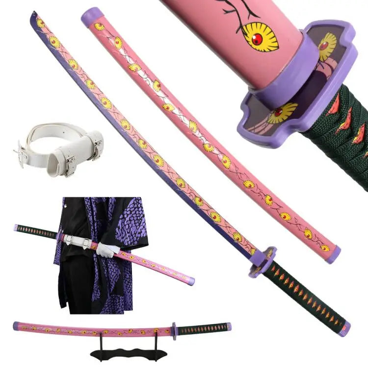 41" Demon Slayer Tanjiro Katana Sword – Samurai Cosplay Prop with Belt & Holder for Halloween Decoration