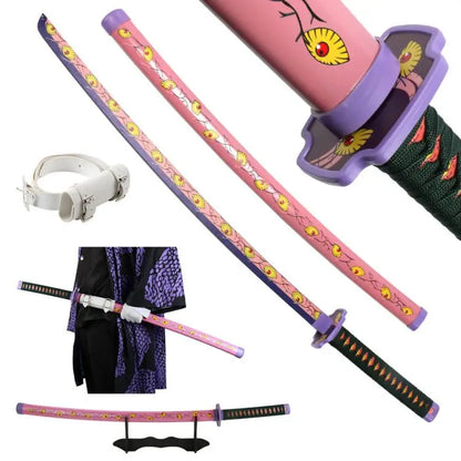 41" Demon Slayer Tanjiro Katana Sword – Samurai Cosplay Prop with Belt & Holder for Halloween Decoration