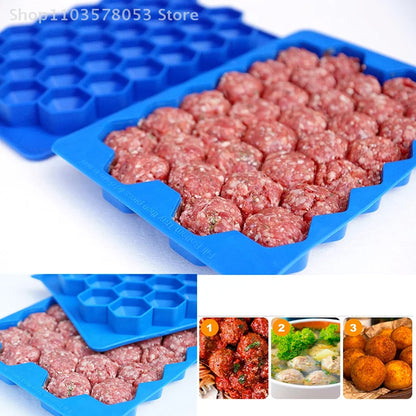 37-Grid Silicone Meatball Mold with Lid — Honeycomb Rice Ball Maker for Fish Balls, Beef Balls, and Kitchen Meat Tools
