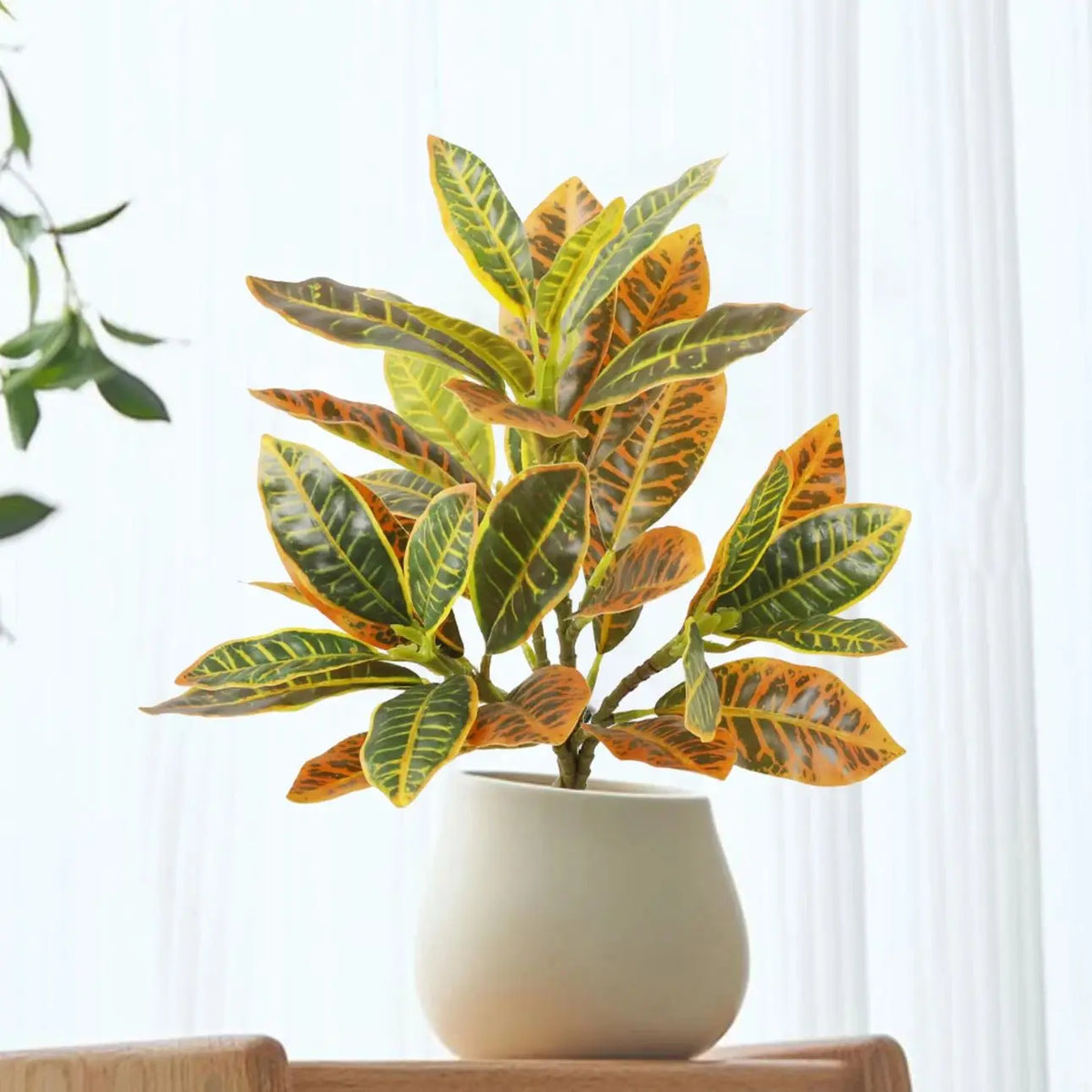 32–120cm Artificial Banyan Tree Branch – Tropical Fake Plant with Red Leaves for Home, Garden & Indoor Decorative Display