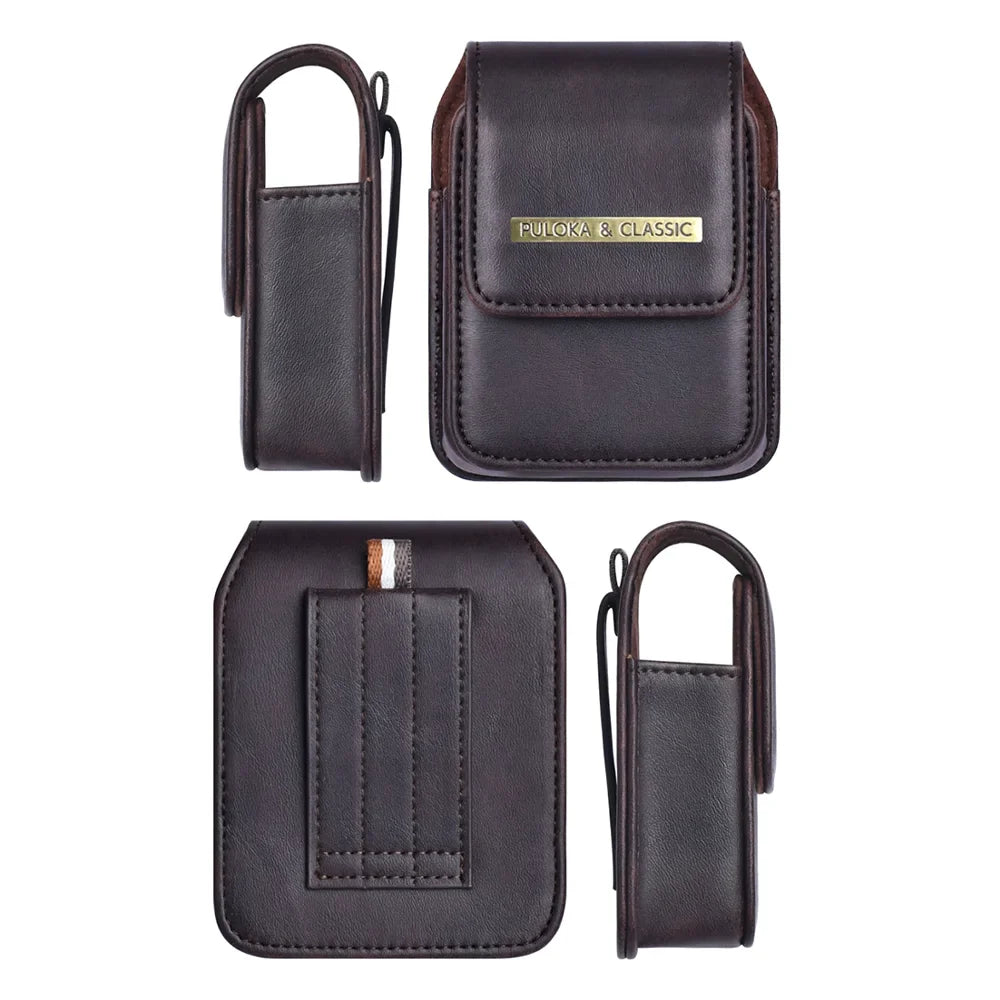 Premium Leather Samsung Galaxy Z Flip 5/4/3/5G Case - Magnetic Phone Bag with Fashion Holster, Luxury Waist Belt Pouch for Men