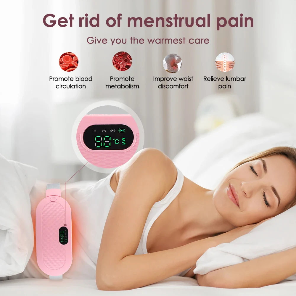 Electric Heating Pad for Women | Menstrual Cramp Relief Vibrator Belt | Abdominal Warmer & Blood Circulation Massager